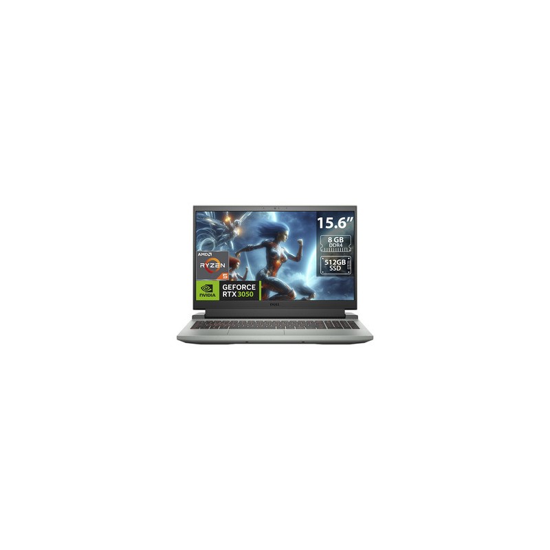 Laptop DELL G5 5515:
Video GeForce RTX 3050,
Procesador AMD Ryzen 5 5600H (hasta 4.20 GHz),
Memoria de 8GB DDR4,
SSD de 512GB,
P