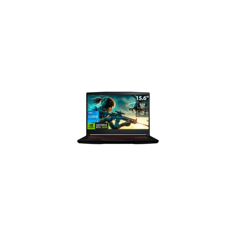 Laptop Gamer MSI Thin GF63:
Procesador Intel Core i5 12450H (hasta 4.4 GHz),
Memoria de 8GB DDR4,
SSD de 1TB,
Pantalla de 15.6" 