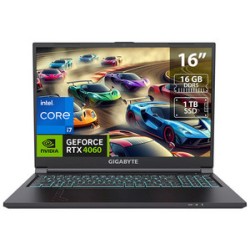 Laptop Gamer Gigabyte G6: 
Procesador Intel Core i7 13620H (hasta 4.9 GHz), 
Memoria de 16GB DDR5, 
SSD de 1TB, 
Pantalla de 16"