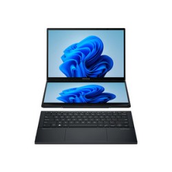 Laptop ASUS Zenbook Duo: 
Procesador Intel Core Ultra 9 185H (hasta 5.1 GHz), 
Memoria de 32GB DDR5, 
SSD de 2TB, 
Pantalla de 1