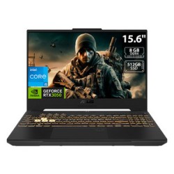 Laptop Gamer ASUS TUF Gaming F15: 
Procesador Intel Core i5 12500H (hasta 4.5 GHz), 
Memoria de 8GB DDR4, 
SSD de 512GB, 
Pantal