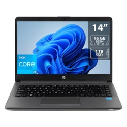Laptop HP 240 G9: 
Procesador Intel Core i3 1215U (hasta 4.4 GHz), 
Memoria de 16GB DDR4, 
SSD de 1TB, 
Pantalla de 14" LED, 
Vi