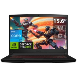 Laptop Gamer MSI Thin GF63:
Procesador Intel Core i5 12450H (hasta 4.4 GHz),
Memoria de 8GB DDR4,
SSD de 1TB,
Pantalla de 15.6" 