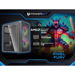 PC Gamer Powerbit: 
Procesador AMD Ryzen 5 5600G (hasta 4.4 GHz), 
Memoria de 16GB DDR4, 
SSD de 1TB, 
Video Radeon Graphics, 
S