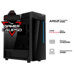 PC Gamer Calipso XI-VI:
Video Radeon RX550,
Procesador AMD 4700S (hasta 4.0 GHz),
Memoria de 16GB DDR4,
SSD de 240GB,
S.O. No in