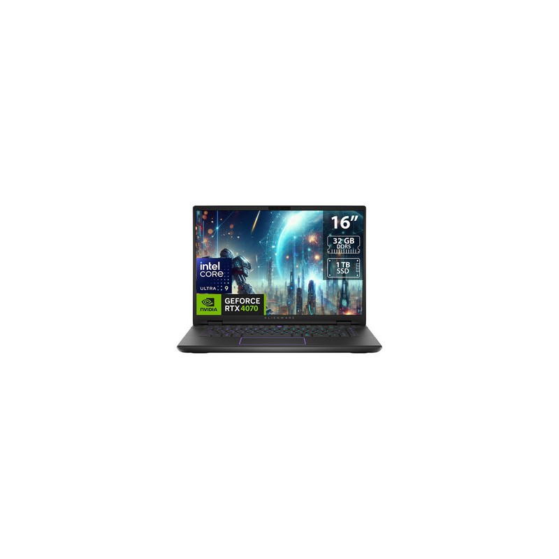 Laptop Gamer Alienware M16 R2:
Procesador Intel Core Ultra 9 185H (Hasta 5.1 GHz),
Memoria de 32GB DDR5,
SSD de 1TB,
Pantalla de