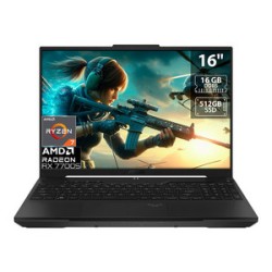 Laptop Gamer Asus TUF Gaming A16: 
Procesador AMD Ryzen 7 7735HS (hasta 4.75 GHz), 
Memoria de 16GB DDR5, 
SSD de 512GB, 
Pantal