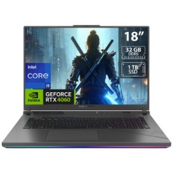 Laptop Gamer ASUS ROG Strix G18: 
Procesador Intel Core i9 14900HX (hasta 5.8 GHz), 
Memoria de 32GB DDR5, 
SSD de 1TB, 
Pantall