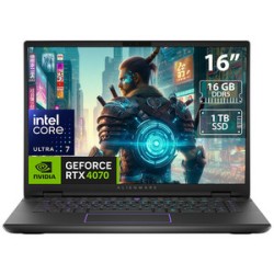 Laptop Gamer Alienware M16 R2: 
Procesador Intel Core Ultra 7 155H (hasta 4.8 GHz), 
Memoria de 16GB DDR5, 
SSD de 1TB,
Pantalla