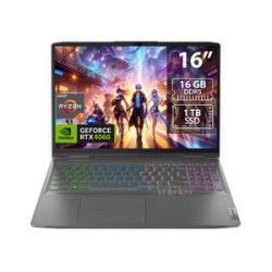 Laptop Gamer Lenovo LOQ 16APH8:
Procesador AMD Ryzen 7 7840HS (Hasta 5.1 GHz),
Memoria de 16GB DDR5,
SSD de 1TB,
Pantalla de 16"