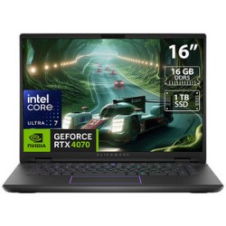 Laptop Gamer Alienware AM16 R2:
Procesador Intel Core Ultra 7 155H (hasta 4.8 GHz),
Memoria de 16GB,
SSD de 1TB,
Pantalla de 16"