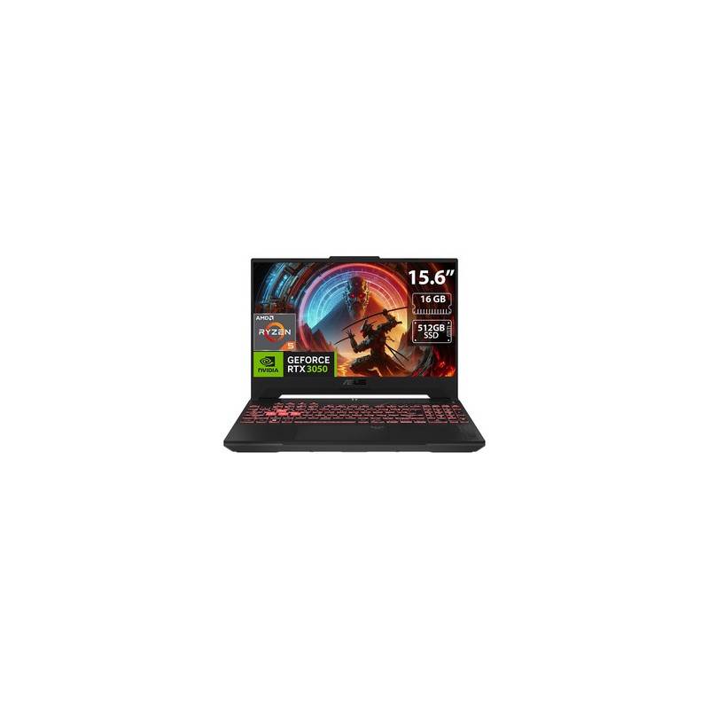 Laptop ASUS TUF GAMING A15:
Procesador AMD Ryzen 5 7535HS (hasta 4.5 GHz),
Memoria de 16GB SSD de 512GB,
Pantalla de 15.6" LED,
